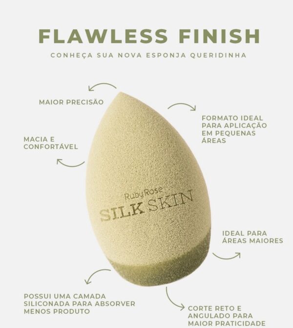 Esponja Para Maquiagem Flawless Finish Silk Skin - Ruby Rose