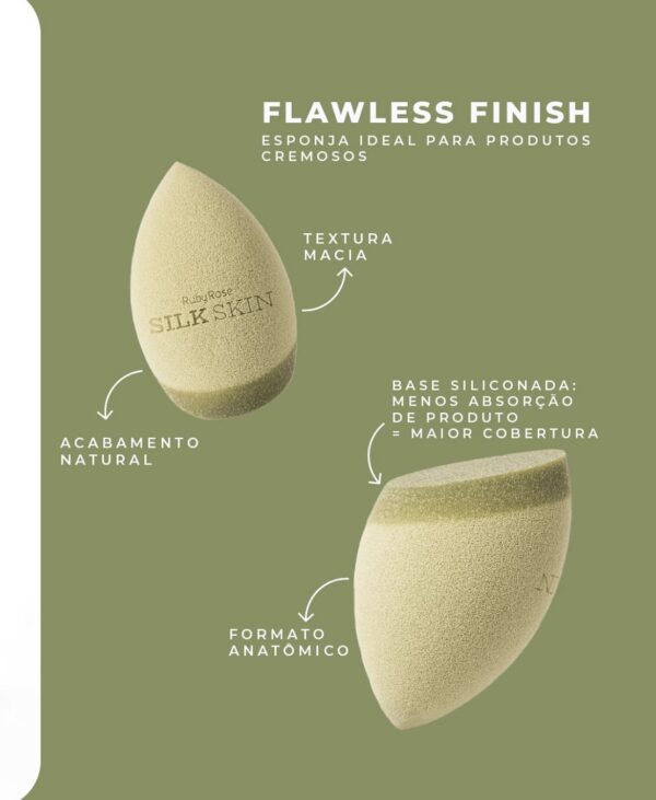 Esponja Para Maquiagem Flawless Finish Silk Skin - Ruby Rose - Imagem 5