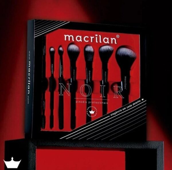 Kit Macrilan Ed009 Noir Com 7 Pincéis Para Maquiagem